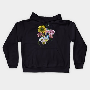 Skull With Flowers Kids Hoodie